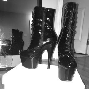 Pleaser Patent Leather Black Heels (Adore)